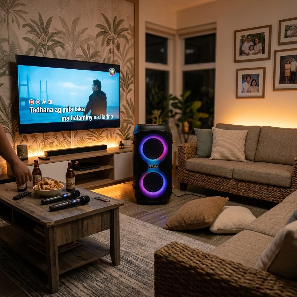 bull audio speaker on a living room
