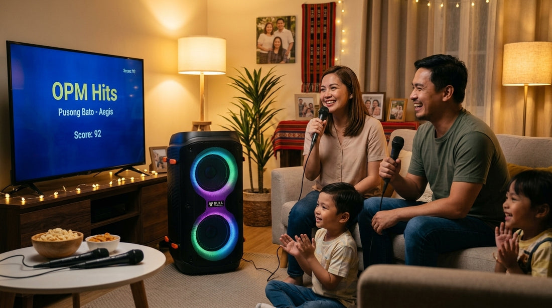 Filipino family singing karaoke with Bull Audio Alpha speaker